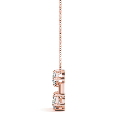 Rose gold Three-Stone Round Diamond Prong Set Pendant