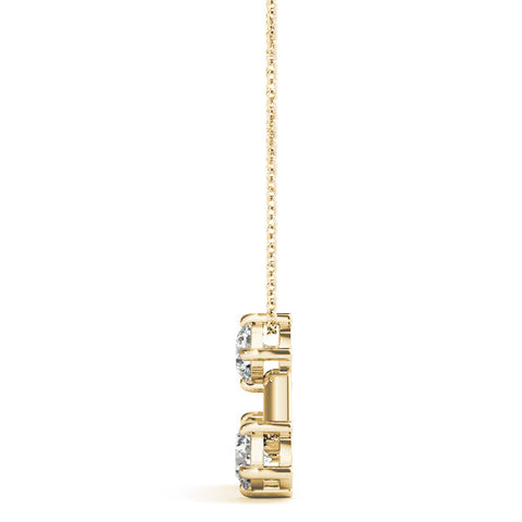Yellow gold Three-Stone Round Diamond Prong Set Pendant