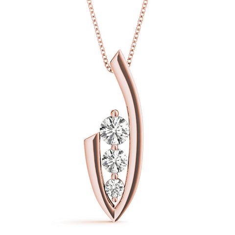 Rose gold Three-Stone Round Prong-Set Pendant