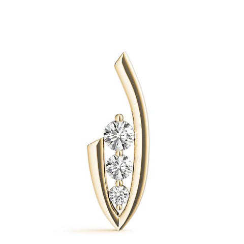 Yellow gold Three-Stone Round Prong-Set Pendant