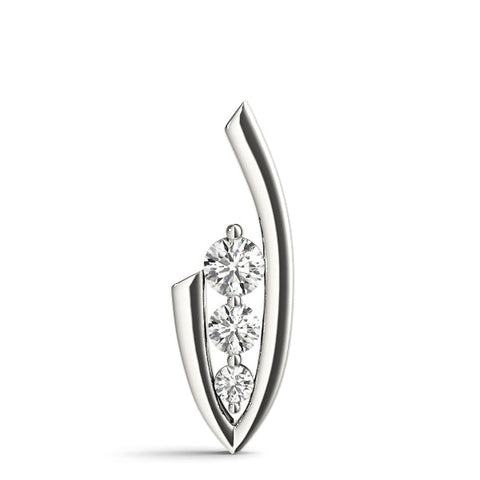 White gold Three-Stone Round Prong-Set Pendant