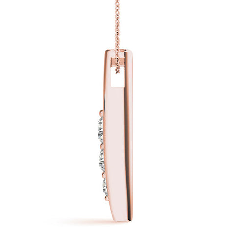 Rose gold Three-Stone Round Prong-Set Pendant