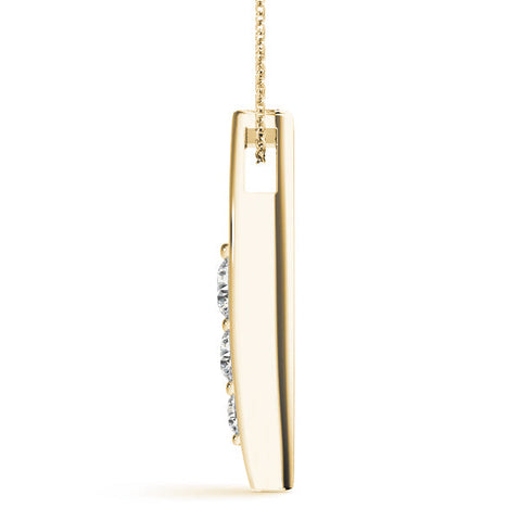 Yellow gold Three-Stone Round Prong-Set Pendant