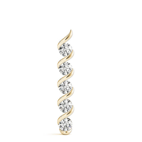 Yellow gold Round Diamond Spiral Prong Pendant