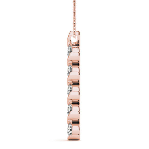 Rose gold Round Diamond Spiral Prong Pendant