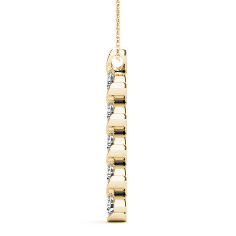 Yellow gold Round Diamond Spiral Prong Pendant
