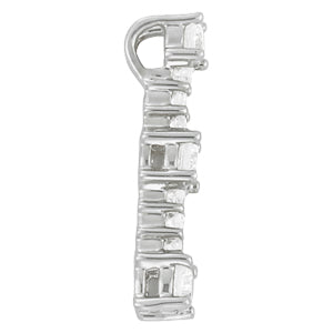 White gold Round Diamond Vertical Bar Pendant with Prong Setting