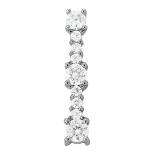White gold Round Diamond Vertical Bar Pendant with Prong Setting