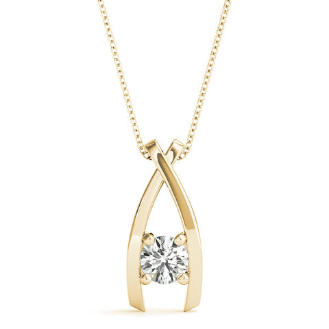 Yellow gold Round Solitaire Prong-Set Pendant