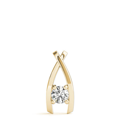 Yellow gold Round Solitaire Prong-Set Pendant