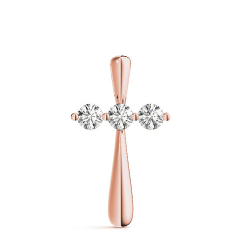 Rose gold Round Brilliant Three-Stone Prong Set Pendant