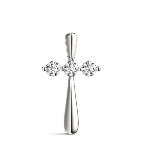 White gold Round Brilliant Three-Stone Prong Set Pendant
