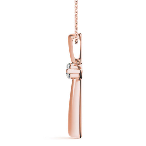 Rose gold Round Brilliant Three-Stone Prong Set Pendant
