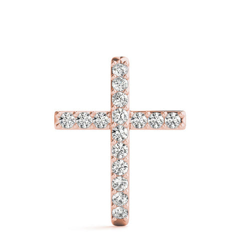 Rose gold Pavé Round Diamond Cross Pendant with Prong Setting