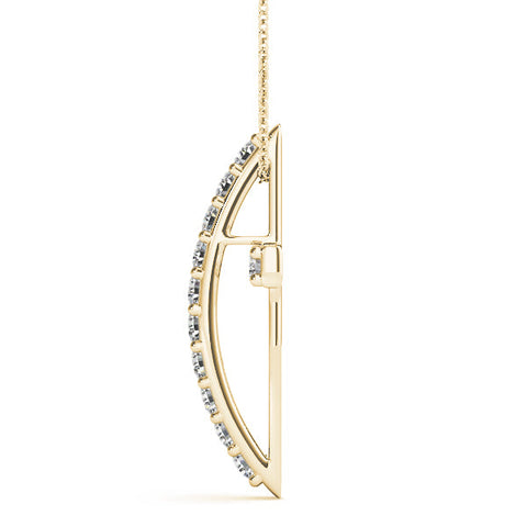 Yellow gold Pavé Round Diamond Cross Pendant with Prong Setting