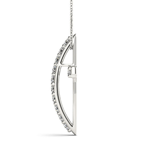 White gold Pavé Round Diamond Cross Pendant with Prong Setting