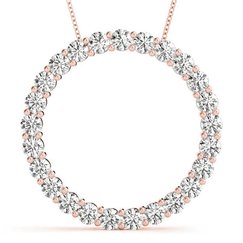 Rose gold Round Diamond Eternity Pendant with Prong Setting