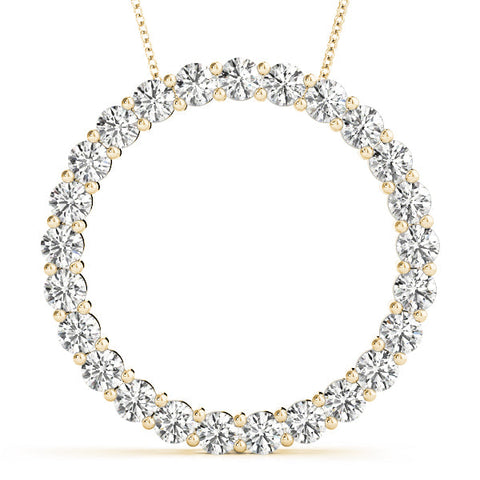 Yellow gold Round Diamond Eternity Pendant with Prong Setting