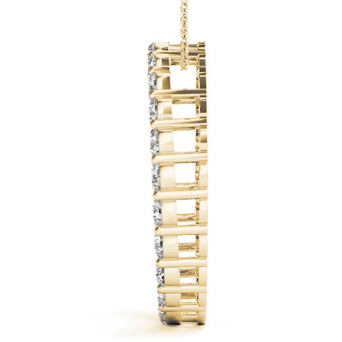 Yellow gold Round Diamond Eternity Pendant with Prong Setting