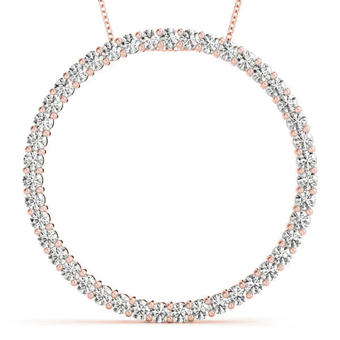 Rose gold Round Cut Diamond Prong Set Eternity Pendant
