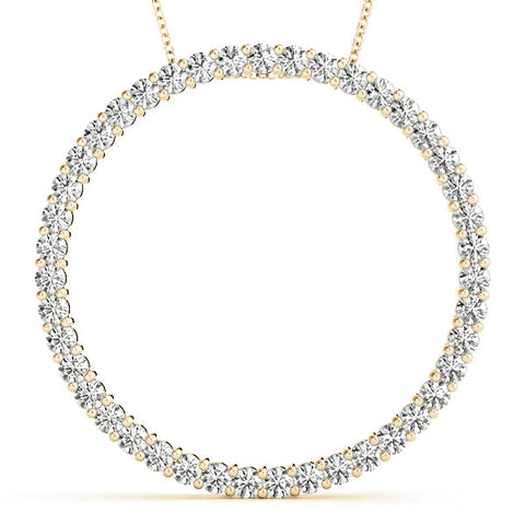 Yellow gold Round Cut Diamond Prong Set Eternity Pendant