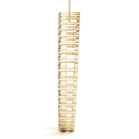 Yellow gold Round Cut Diamond Prong Set Eternity Pendant
