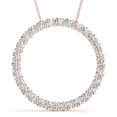 Rose gold Round Diamond Prong Set Eternity Pendant