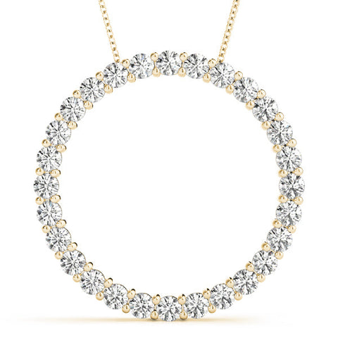 Yellow gold Round Diamond Prong Set Eternity Pendant