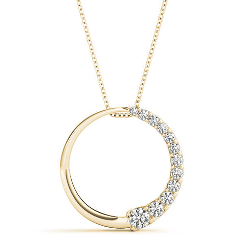 Yellow gold Pavé Round Diamond Half-Hoop Pendant