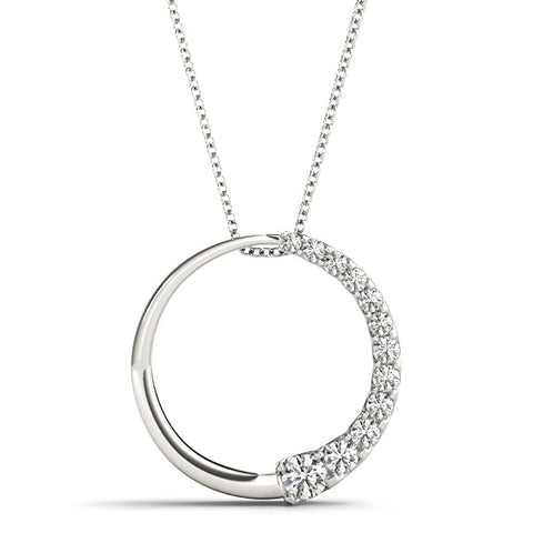 White gold Pavé Round Diamond Half-Hoop Pendant