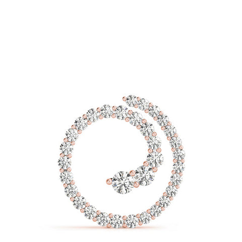 Rose gold Round Diamond Spiral Pendant with Prong Setting
