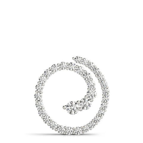 White gold Round Diamond Spiral Pendant with Prong Setting