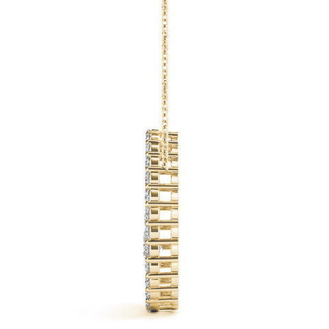 Yellow gold Round Diamond Spiral Pendant with Prong Setting