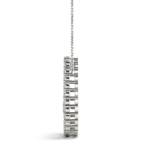 White gold Round Diamond Spiral Pendant with Prong Setting