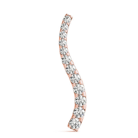 Rose gold Curved Diamond Pendant with Round Stones in Prong Setting