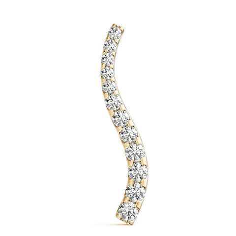 Yellow gold Curved Diamond Pendant with Round Stones in Prong Setting
