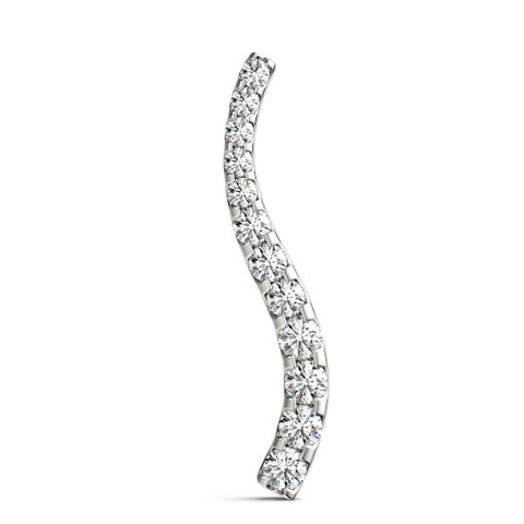 White gold Curved Diamond Pendant with Round Stones in Prong Setting