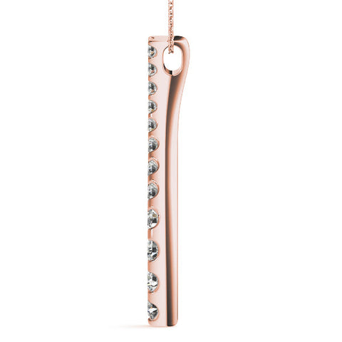 Rose gold Curved Diamond Pendant with Round Stones in Prong Setting