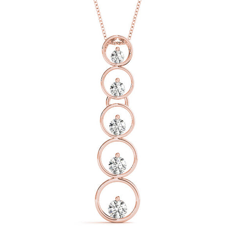 Rose gold Bezel-Set Round Diamond Pendant with Prong Setting