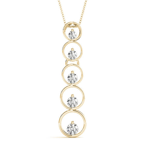 Yellow gold Bezel-Set Round Diamond Pendant with Prong Setting