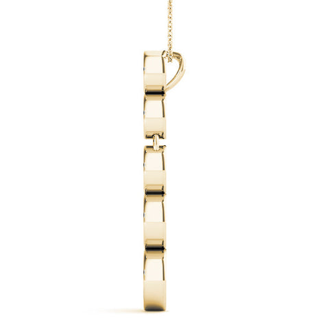 Yellow gold Bezel-Set Round Diamond Pendant with Prong Setting