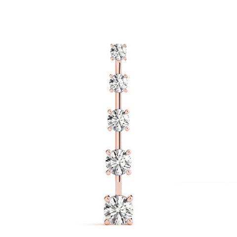Rose gold Vertical Bar Pendant with Round Brilliant Diamonds in Prong Setting