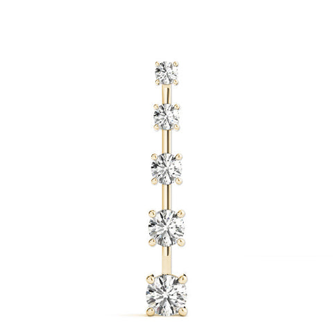 Yellow gold Vertical Bar Pendant with Round Brilliant Diamonds in Prong Setting