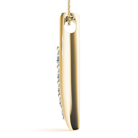 Yellow gold Channel Set Round Diamond Pendant with Bar Prong Setting