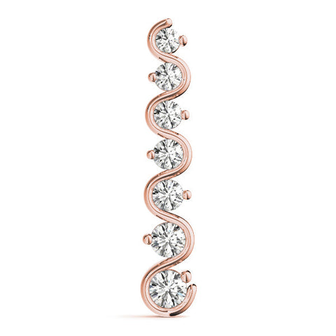 Rose gold Round Diamond S-Curve Prong Set Pendant