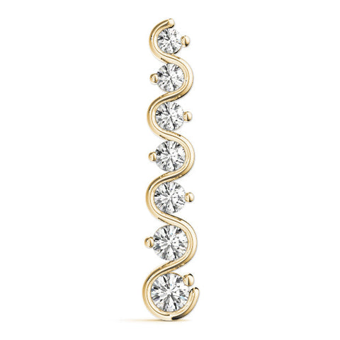 Yellow gold Round Diamond S-Curve Prong Set Pendant