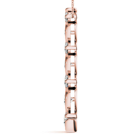 Rose gold Round Diamond S-Curve Prong Set Pendant