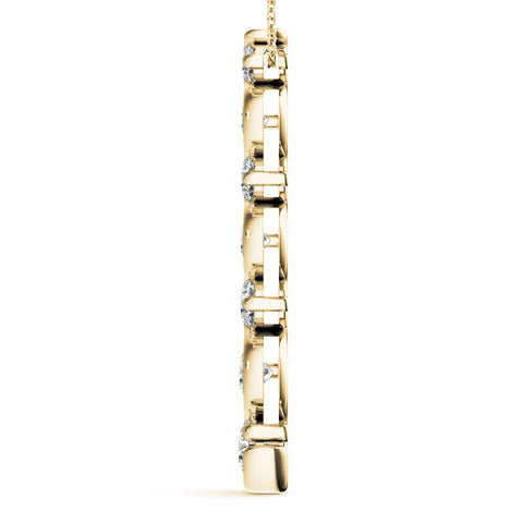 Yellow gold Round Diamond S-Curve Prong Set Pendant
