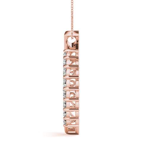 Rose gold Round Diamond Prong Set Marquise Pendant