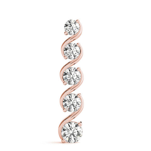 Rose gold Round Diamond Prong-Set Swirl Pendant